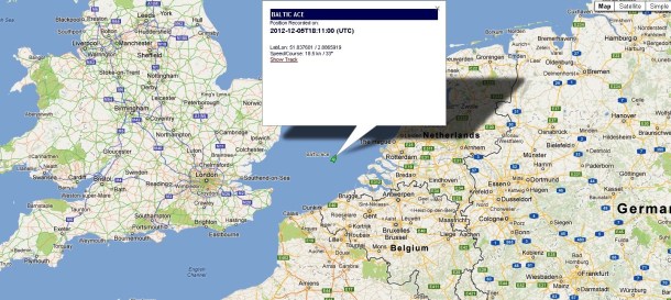 2012.12.05 - Baltic Ace Car Carrier Sinks After Collision with Containership in North Sea Figure 2