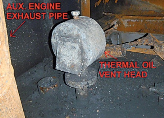 Thermal oil air vent head after the fire